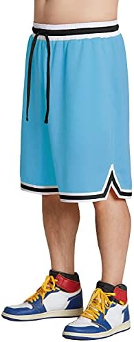 Кошаркарски шорцеви за машка кошарка со џебови - Класичен микро перфорирана мрежа Брзо суво активен атлетски тренинг салата s ~ 5xl