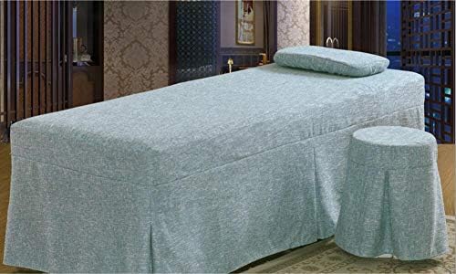 Сет на маса за маса за масажа со цврста боја, памук за шиење на памук за кревет, мек едноставен салон за кревети-F 190x80cm