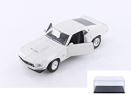 Diecast Car W/Case Case - 1969 Ford Mustang Boss 429, White - Welly 24067WWT - 1/24 Scale Diecast Model Toy Car Car Car Car Car