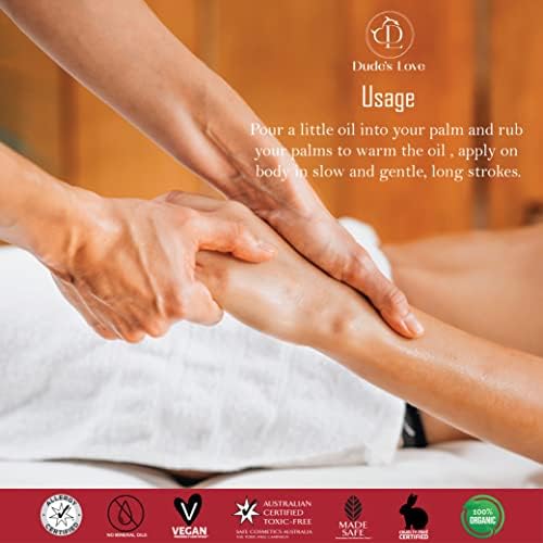 Органска - масажа за масажа на ванила | Без дамка - нелеплива | Со фракционирано кокосово масло, природна ванила и јасмин | Негувајте