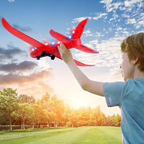Aizoer 3 Пакет Авион Играчка Со Фрлач, 2 Лет На Владата Катапулт Авион Играчка За Деца, 12.6 Фрлање Пена Едрилица Авион Еден Клик