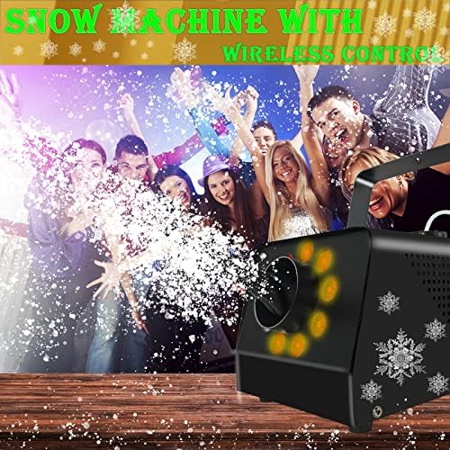 Imone Snow Machine со светла 900W лажна снегулка машина затворен 9 LED 15 светла во боја Ефект со безжичен далечински управувач Производител