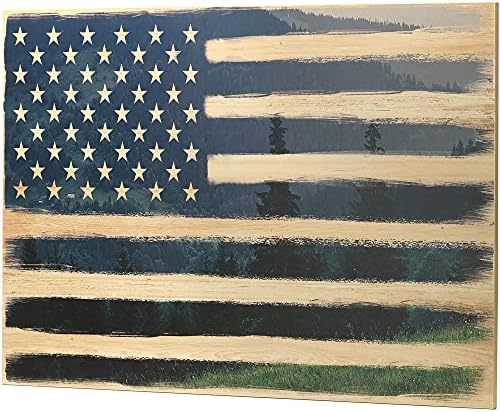 Отворен Пат Брендови Американско Знаме И Дрвја Дрво Ѕид Декор-Голем Рустикален Американски Знаме Ѕид Уметност-Направени Во САД