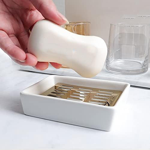Xiaoheshop сапун за сапун сапун сапун сапун кутии керамички сапун држач за сапун од не'рѓосувачки челик држач за бања и туш двојно слој, двојна