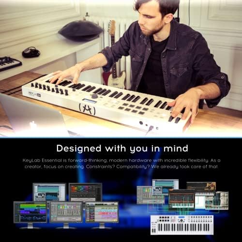 Arturia KeyLab Essential 61 MIDI контролер на тастатурата вклучува аналоген лабораториски софтвер со 6000 звуци на синтеза