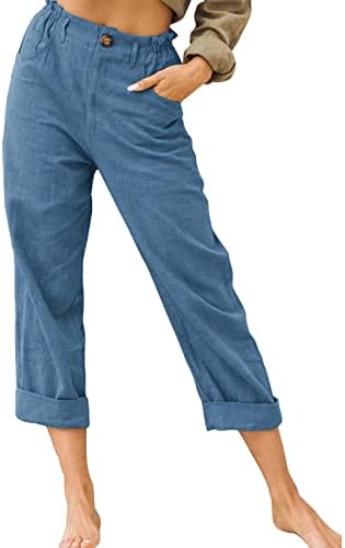 Памучни постелнина панталони Викилеб, кои се повлекуваат еластични панталони од половината