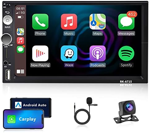 2g 32g Android Двоен Din Автомобил Стерео Со Безжичен Apple Carplay, Rimoody 7 Инчен Екран На Допир Автомобил Радио Со GPS Навигација