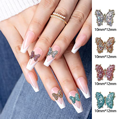 JERCLITY 24PCS 3D CHARMMS NAIL NAIL SPRACKLL CRISTAL NAIL PUSTERFLY CHARMS AURORA ШАРТИВНИТЕ ПОСТАВНИЦИ ЗА НИВНИЦИ НА НИВНИЦИ НА НИВНИЦИТЕ НА