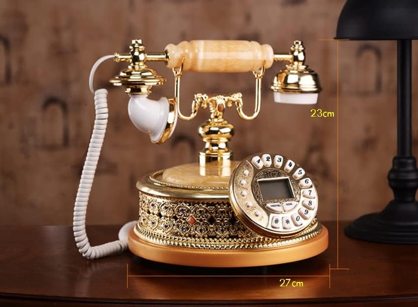 ZYKBB Антички фиксни телефонски телефонски телефон со Rhinestones, ID на повик DTMF/FSK, 16 мелодии, прилагодлива осветленост на LCD