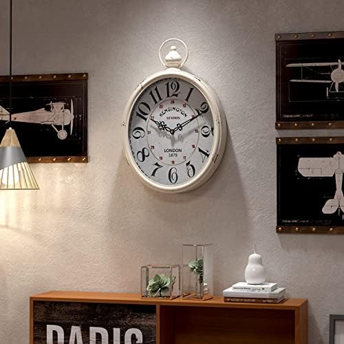 МЕНТЕРИЈА ОВАЛ ретро wallиден часовник, рустикален гроздобер стил, антички старомоден дизајн, батерија управувана тивка декор wallsидни часовници