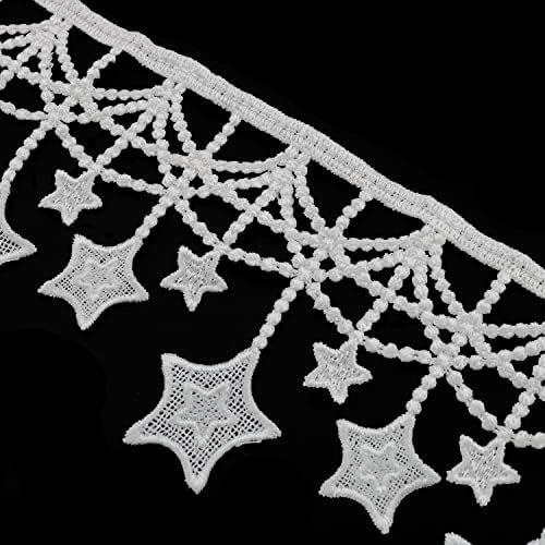 Fmhxg starsвезди чипка трим 3 јарди бела чипка везови декора DIY рачно изработена лепенка лента за шиење занаетчиски занаетчиски