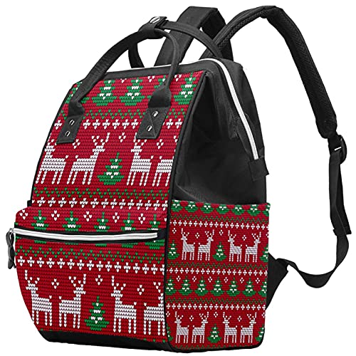 Божиќна Елен Елен Црвена Плетена Шема Торбички За Торби За Пелени Со Пелени Со голем Капацитет Торба За Пелени За Нега На Бебиња