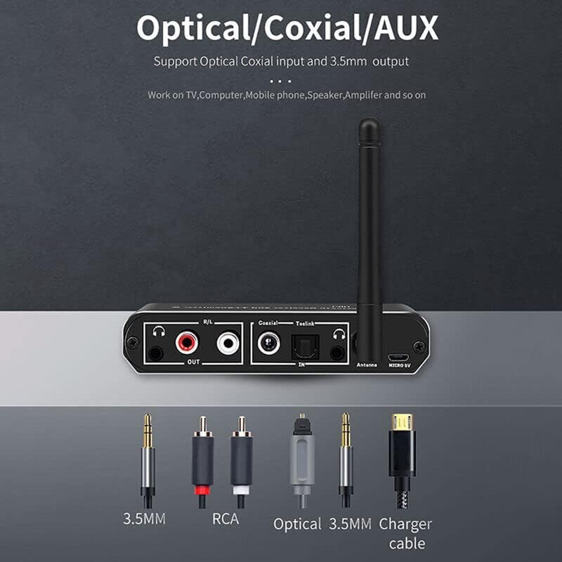 Teckeen Оптички Coax Toslink Дигитален Кон Аналоген Конвертор RCA Стерео Аудио 3.5 mm Адаптер
