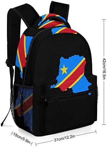 Конго знамето мапа за патувања ранец за рамо мода рамо торба со мала тежина повеќе џеб дневен пакет за училишна студија работа шопинг