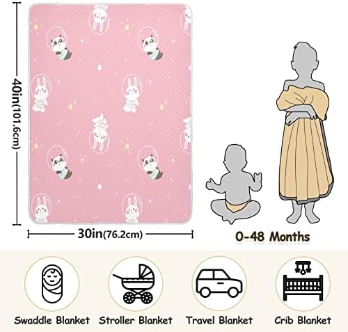 Swaddle Clabte Pink Rabbit Panda памучно ќебе за новороденчиња, примање ќебе, лесен меко залепено ќебе за креветчето, шетач, расадник