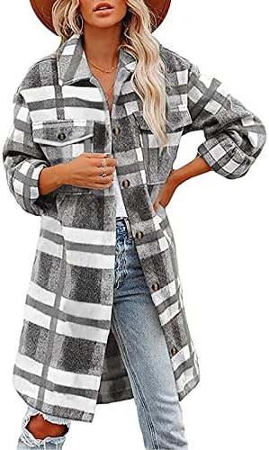 Удобна карирана шешка женска мека преголема јакна пријатна фланелна кошула симпатична палто удобен џемпер