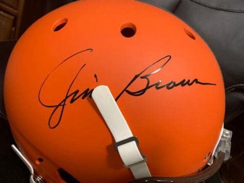 Jimим Браун рака потпиша целосна големина Браунс Шут Шелт ЈСА Писмо+ЈСА сведок - НФЛ автограмираше разни предмети