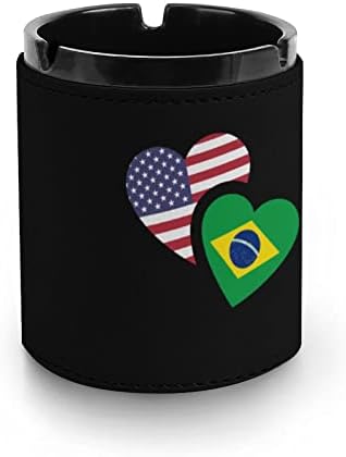 Бразил американско знаме кожа од пепел за цигари тркалезни ленти за пепел за домашна канцеларија и ресторани