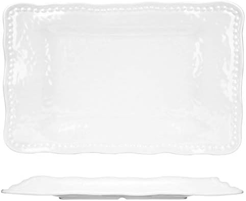 Коксин-Карлу меламин ленти, 17-инчни фиоки за сервирање и пластери, сет од 2 бели