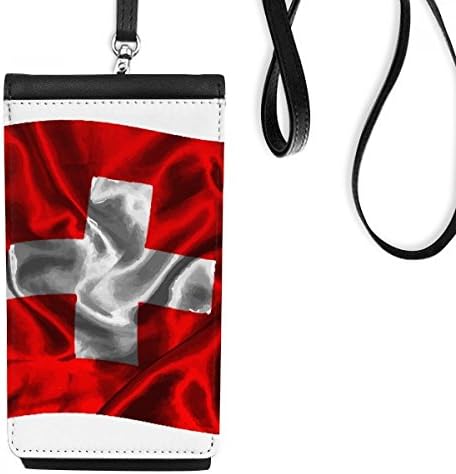 Свила текстура Швајцарија на знамето Телефон Телефонска чанта што виси мобилна торбичка црн џеб
