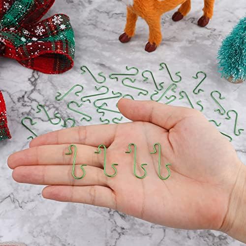 Aixoom 200 парчиња куки за Божиќни украси, божиќни украси за украси метални жица мали куки во форма со кутија за складирање
