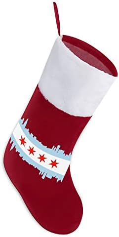 Чикаго Сити знаме Божиќно виси чорапи за порибување за Божиќно дрво за одмор дома