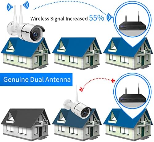 [100FT Super Night Vision & 2-Antenna Сигнал Подобрете] Систем за безжични безбедносни фотоапарати на отворено, 8PCS 3.0MP CCTV Security System
