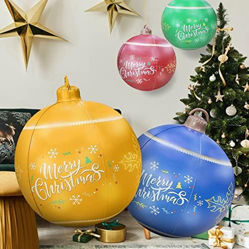 Божиќни украси 24 инчи ПВЦ надувување украсена топка разнесе дополнителни големи надворешни божиќни украси украсена топка за хиристарми