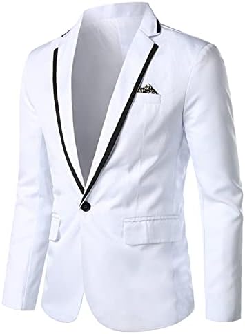 Машка тенок вклопна лесна костумска јакна со едно копче Lapel Slim Fit Business Blazer Casual Wedding Fart Sport Coat