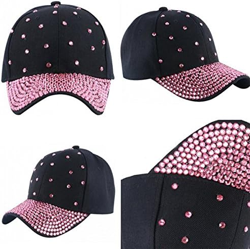 Womenените Rhinestone Bling Baseball Cap Прилагодливо зафатено кристално Snapback Sun Hat