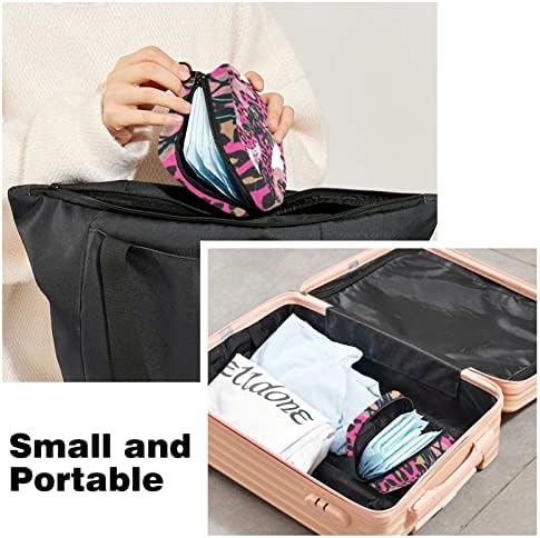 Торба За Складирање Санитарни Салфетки Со Розов Леопард Пренослив Комплет За Торбички Торбички За Торбички За Менструални Чаши