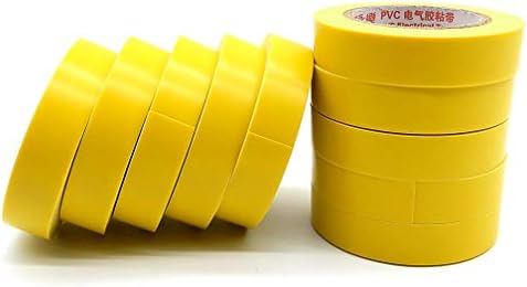 10 ролни PVC Електрични ленти, Maveek самолеплива водоотпорна изолација жолти ленти, оценети до 600 волти и 176 ° F, 15mmx18m