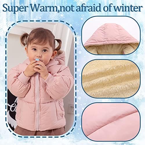 Xifamniy бебе деца зимски палто Подифрирање на јакна од ветровитната светлина зимска јакна со качулка со качулка 2-6t
