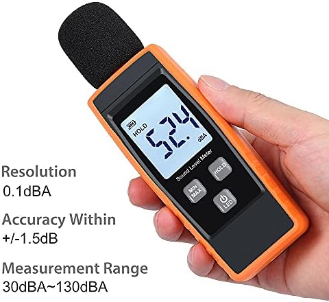 Индикатор за ниво на звук KFJBX мерач на децибела мерка на инструменти мини звук мерач на бучава дигитален LCD екран