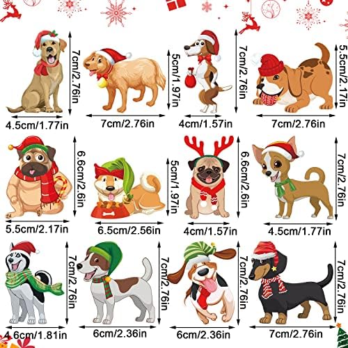 36 парчиња кучиња Божиќни украси дрвени кученца новогодишна елка што висат украси слатки Божиќни украси кучиња кучиња lубовници