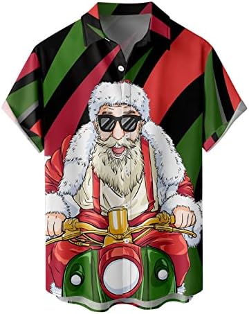 XXBR Божиќни кошули за кратки ракави за мажи, Божиќно копче Дедо Мраз надолу надолу со врвови на јака до домашна лесна кошула лесна јакна