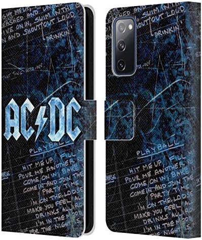 Главата Случај Дизајни Официјално Лиценциран AC/DC ACDC Стихови Лого Кожа Книга Паричник Случај Покритие Компатибилен Со Samsung Galaxy S20 FE