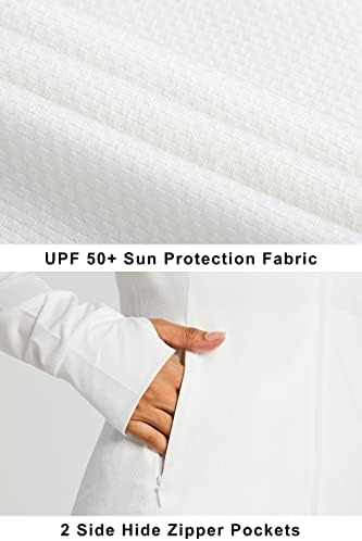 МАСКЕРТ ЖЕНСКИ UPF 50+ Качулка За Заштита од Сонце Јакна Со Целосен Патент Кошула Со Долги Ракави Со Џебови Пешачење Перформанси На Отворено