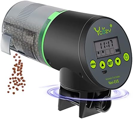 Ycozy автоматски фидер за риби за полнење со USB кабел за интелигентна електрична риба/желка за напојување за аквариум и риба Интелигентен