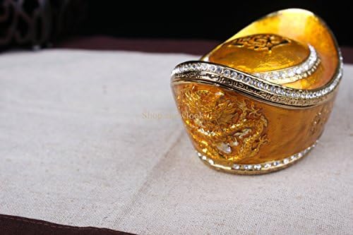 Znewlook Golden Ingot Bejeweled Trinket накит кутија Кина со среќа накит метал кутија фенгшуи витрина за накит