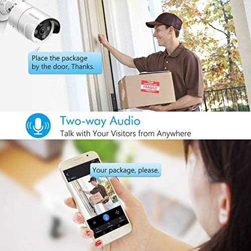 Систем за безжична безбедносна камера на Floodlight со 12 '' Monitor 2 Way Audio, Yeskamo Outdoor 2K WiFi IP камери AI Air Alarm Alarm,