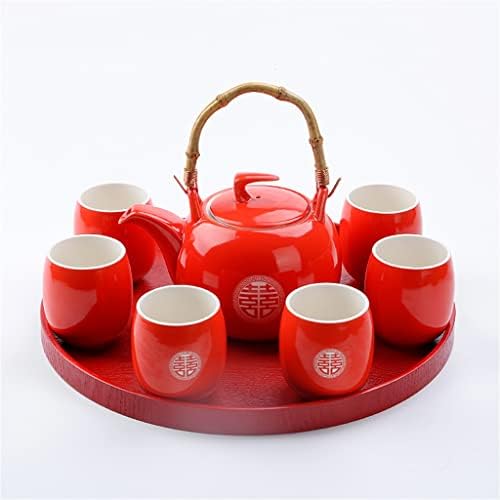 Xwozydr керамички црвен свадба чајник порцелан кинески стил свадбен чај поставен порцелански чајник филтер