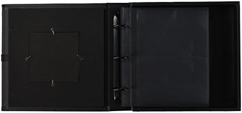 Пионерски фото албуми 120-џеб 3-прстени сошиени лажни лажни кутии за фото-кутија за 4 од 6-инчи/5 од 7-инчи/6 од 8-инчни отпечатоци, црна