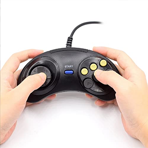 Контролер на игра со копчиња од 2PCS 6 за Sega Genesis Black Moder Moder Prectionline Design