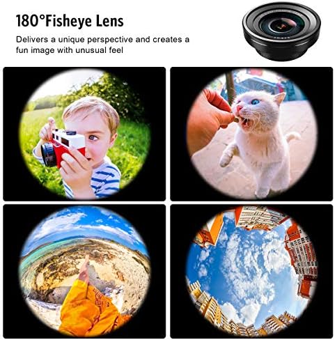 Леќи за телефонски фотоапарати Criacr, 3 во 1 комплет за леќи за мобилни телефони за iPhone, Samsung, 180 ° Fisheye леќи, леќи