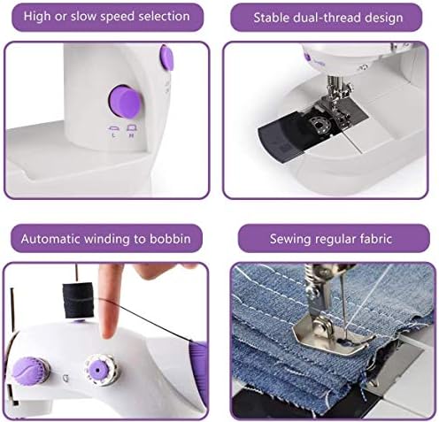 Мини машина за шиење, преносен електричен занаетчиски машина Cosdio, прилагодлива двојно двојно