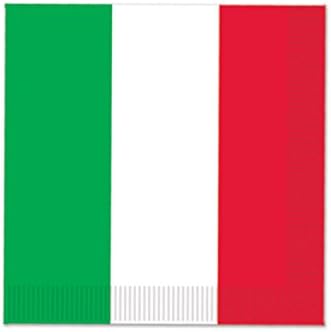 Италијанско знаме црвено, бело и зелено 7 десертни плочи и салфетки за пијалоци еспресо партија пакет