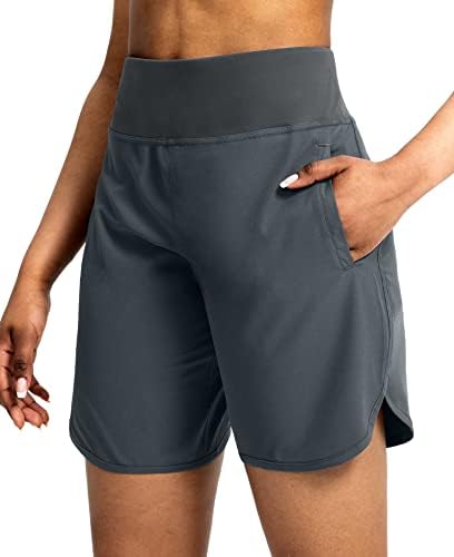 Sunенски шорцеви за жени со патенти со џебови со патенти 7 инчи долги високи атлетски тренинзи за салата за летни шорцеви за жени