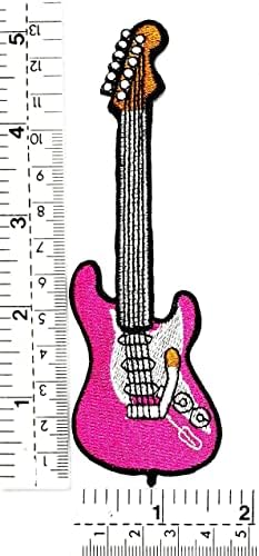 Hho Patch Pink Electric Electric Guitar Iron на закрпи Музички инструмент музика гитара цртан филм извезени додатоци за лепенки