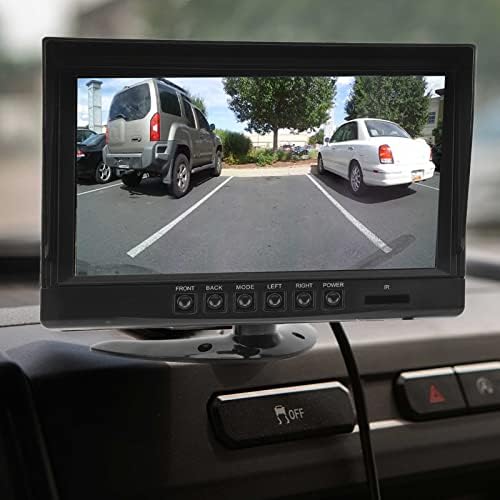 Монитор за резервна камера, 9in IPS екран HD дисплеј 4 Way Влез Влез Дигитален паркинг обратна монитор 180 степени прилагодлив монитор за прегледување